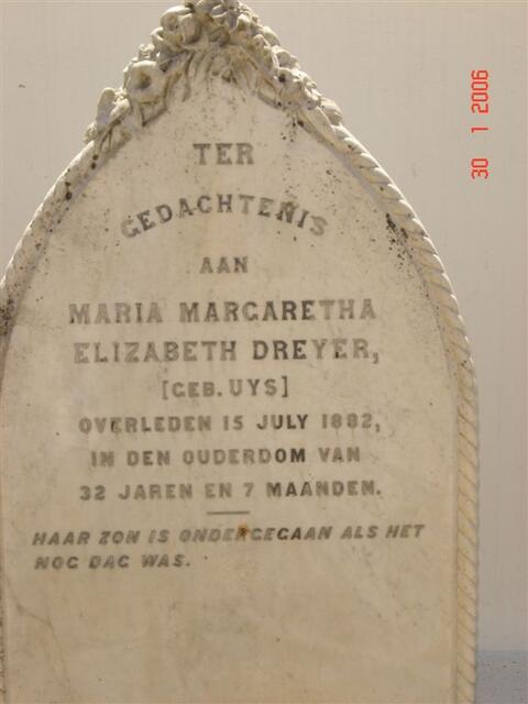 DREYER Maria Margaretha Elizabeth nee UYS -1882