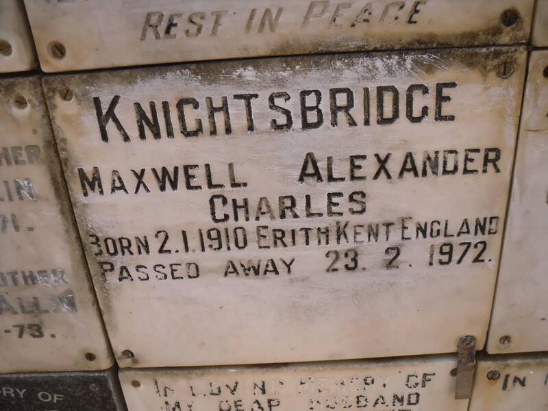 KNIGHTSBRIDGE Maxwell Alexander Charles 1910-1972