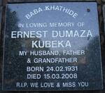 KUBEKA Ernest Dumaza 1931-2008
