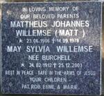 WILLEMSE Mattheus Johannes 1906-1978 & May Syliva BURCHELL 1912-2003
