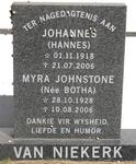 NIEKERK Johannes, van 1918-2006 :: JOHNSTONE Myra nee BOTHA 1928-2006