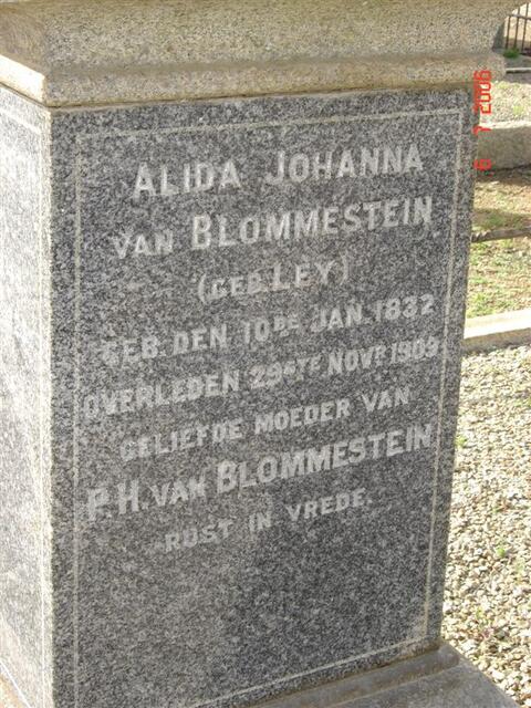 BLOMMESTEIN Alida Johanna, van nee LEY 1832-1909