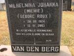 BERG Wilhelmina Johanna, van den nee ROUX 1924-2003