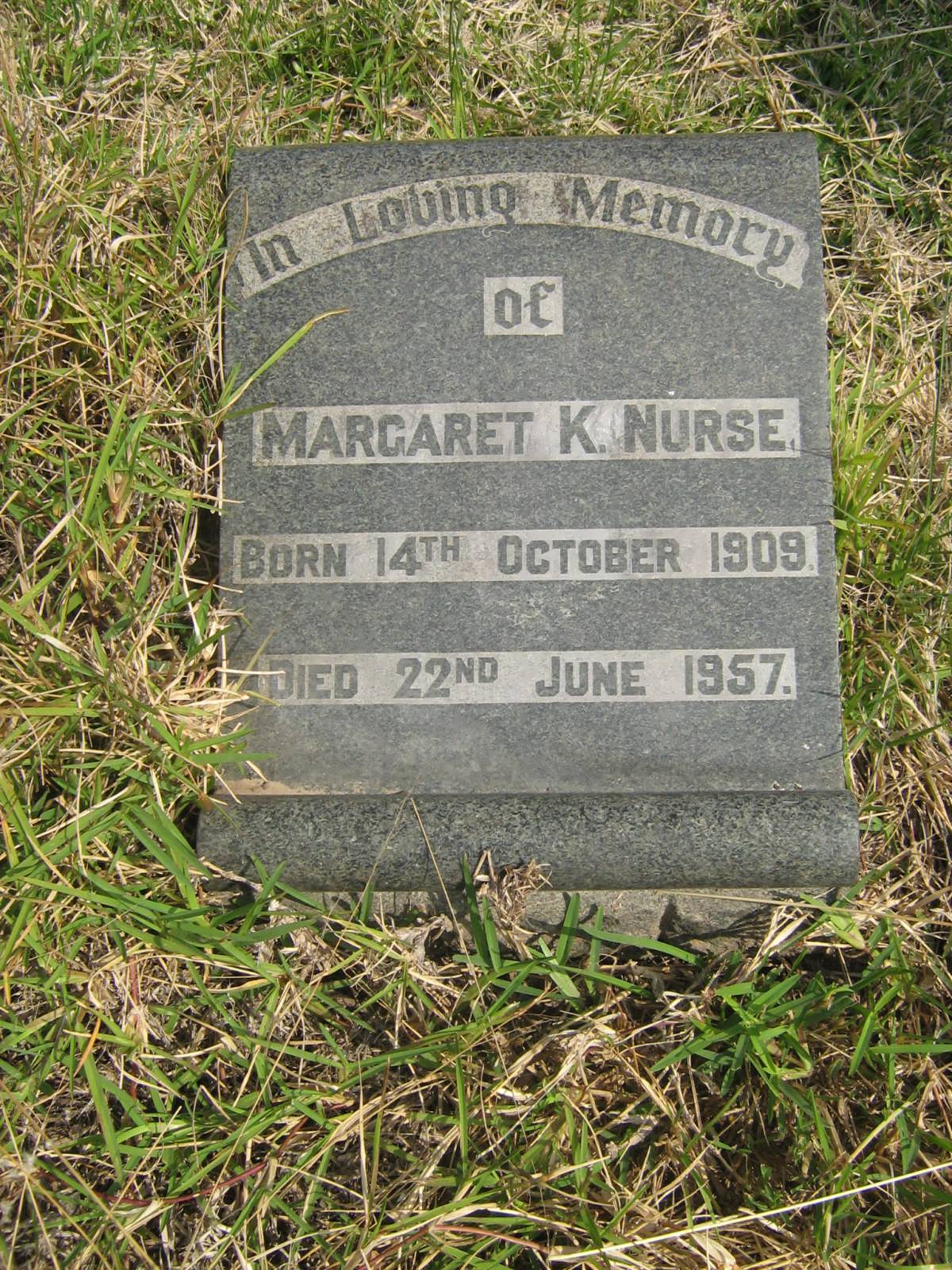 NURSE Margaret K. 1909-1957