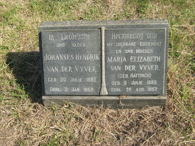 VYVER Johannes Hendrik, van der 1885-1959 & Maria Elizabeth HATTINGH 1889-1957