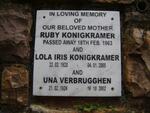 KONIGKRAMER Ruby -1963 :: KONIGKRAMER Lola Iris 1920-2005 :: VERBRUGGHEN Una 1924-2002