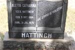 HATTINGH Aletta Catharina nee HATTINGH 1884-1970