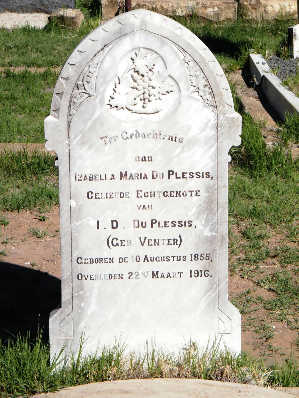 PLESSIS Izabella Maria, du nee VENTER 1855-1916