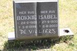 VILLIERS Bokkie, de 1920-1999 & Isabel 1930-2003