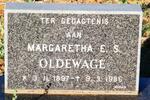 OLDEWAGE Margaretha E.S. 1897-1986