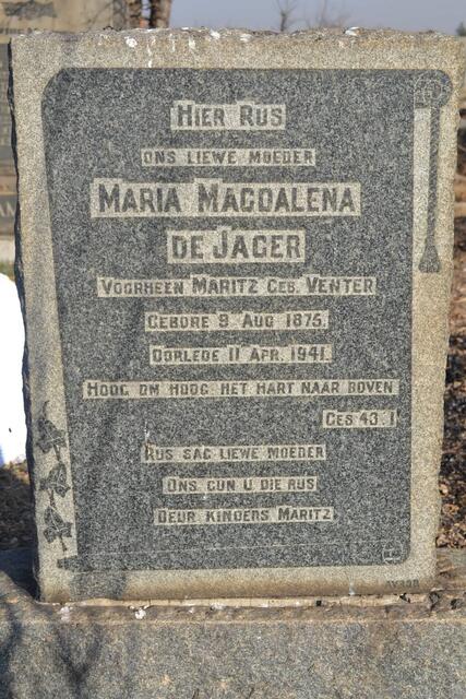 JAGER Maria Magdalena, de voorheen MARITZ nee VENTER 1875-1941