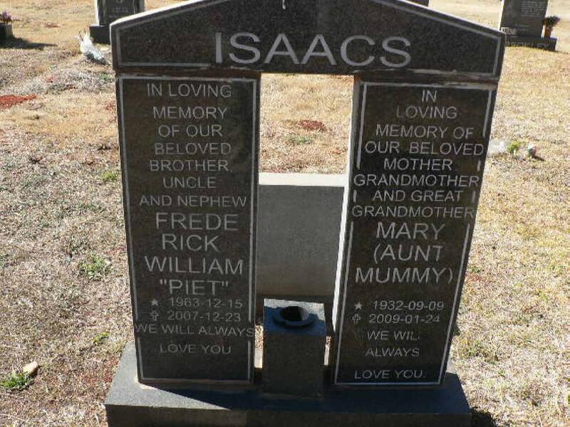 ISAACS Frederick William 1963-2007 & Mary 1932-2009