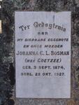 BOSMAN Johanna C.L. nee COETZEE 1874-1927