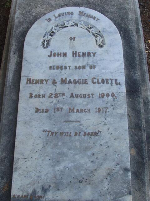 CLOETE John Henry 1900-1917