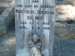 WET Mattheus Odendaal, de 1956-1958