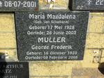 MULLER George Frederik 1920-2008 & Maria VAN SCHALKWYK 1928-2003