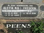 PEENS Frederik J.J. 1930- & Aletta M.B. VAN STADEN 1931-2009