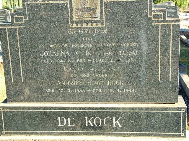 KOCK Andries S., de 1888-1964 & Johanna C. VAN BREDA 1895-1951
