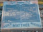 MATTHEE Petrus J.H. 1888-1952 & Aletta M.M. VAN DER BERG 1887-1955