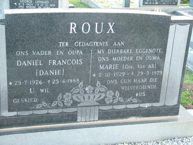 ROUX Daniël Francois 1926-1988 & Marie VAN AS 1929-1979