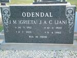 ODENDAL J.A.C. 1900-1982 & J.M. 1912-2001