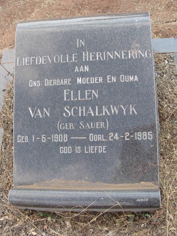 SCHALKWYK Ellen, van nee SAUER 1908-1985