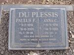 PLESSIS Paulus F. du 1910-2001 & Anna C. 1919-2001