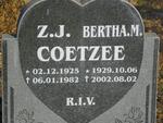 COETZEE Z.J. 1925-1982 & Bertha M. 1929-2002
