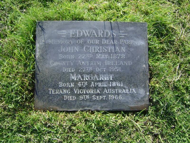 EDWARDS John Christian 1878-1951 & Margaret 1881-1966