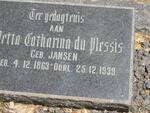 PLESSIS ?letta Catharina, du nee JANSEN 1863-1939