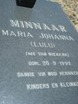 MINNAAR Maria Johanna nee VAN NIEKERK -1992