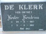 KLERK Hester Hendrina, de nee COETSEE 1907-1983