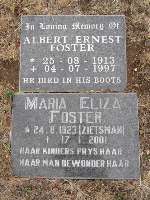 FOSTER Albert Ernest 1913-1997 & Maria Eliza ZIETSMAN 1923-2001
