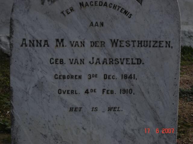 WESTHUIZEN Anna M., van der nee VAN JAARSVELD 1841-1910