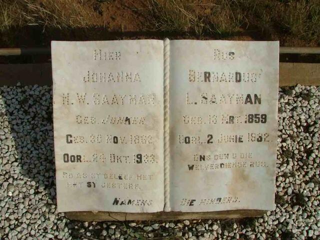 SAAYMAN Bernardus L. 1859-1932 & Johanna H.W. JONKER 1862-1933