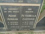 VUUREN Adam Adriaan, van 1924-1965 & Petronella Zagharia 1928-1990