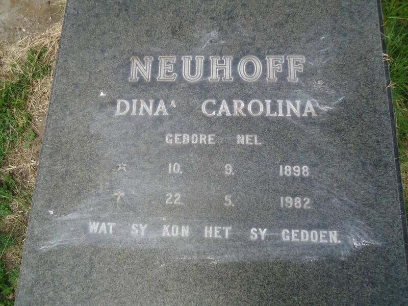 NEUHOFF Dina Carolina nee NEL 1898-1982