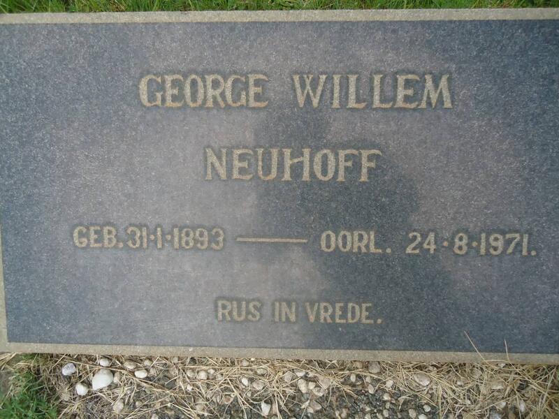 NEUHOFF George Willem 1893-1971