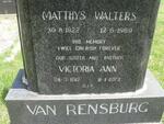 RENSBURG Matthys Walters, van 1922-1969 :: VAN RENSBURG Victoria Ann 1917-1972