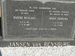 RENSBURG Barend Nicolaas, Jansen van 1911-1912 & Maria Francina 1915-1990