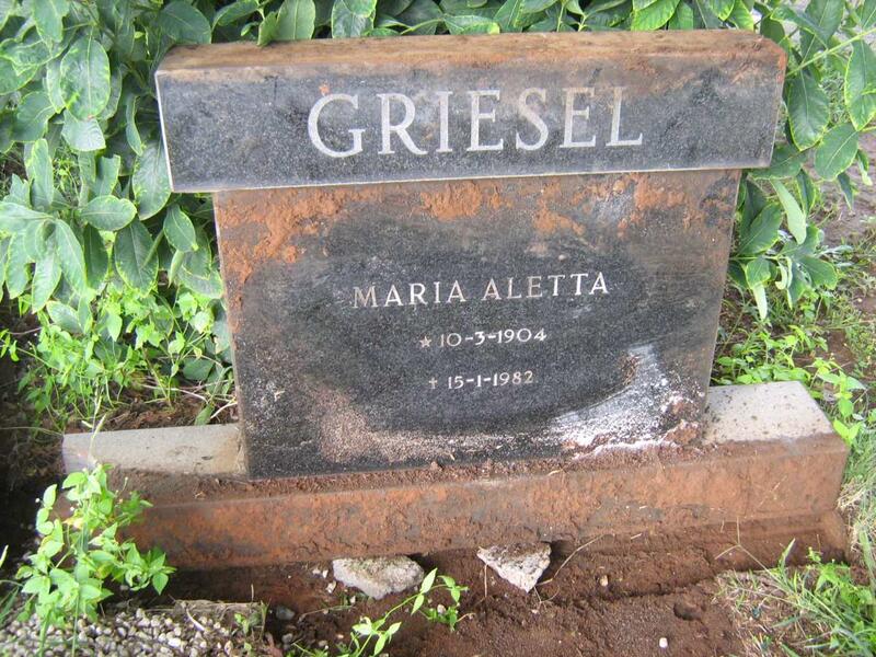 GRIESEL Maria Aletta 1904-1982