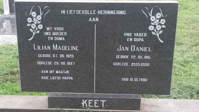 KEET Jan Daniel 1915-2000 & Lilian Madeline 1920-1997