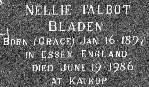 BLADEN Nellie Talbot nee GRACE 1897-1986