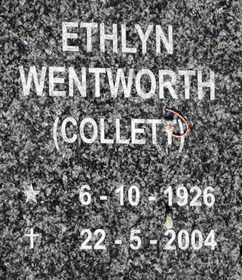 WENTWORTH Ethlyn nee COLLETT 1926-2004