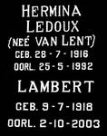 LEDOUX Lambert 1918-2003 & Hermina VAN LENT 1916-1992