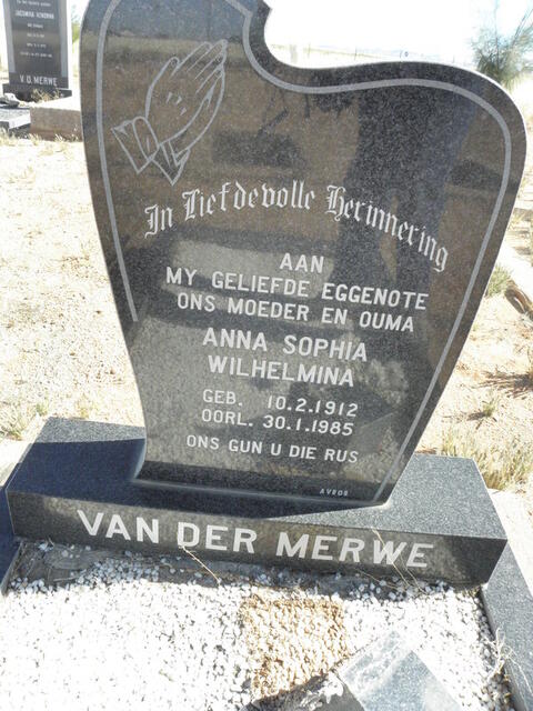 MERWE Anna Sophia Wilhelmina, van der 1912-1985