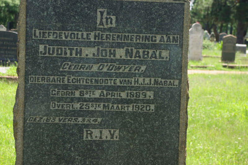 NABAL Judith Joh. nee O'DWYER 1889-1920