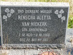 NIEKERK Renscha Aletta, van nee GROENEWALD 1870-1960