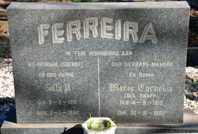 FERREIRA Solly P. 1881-1958 & Maria Cornelia KNAPP 1910-1982