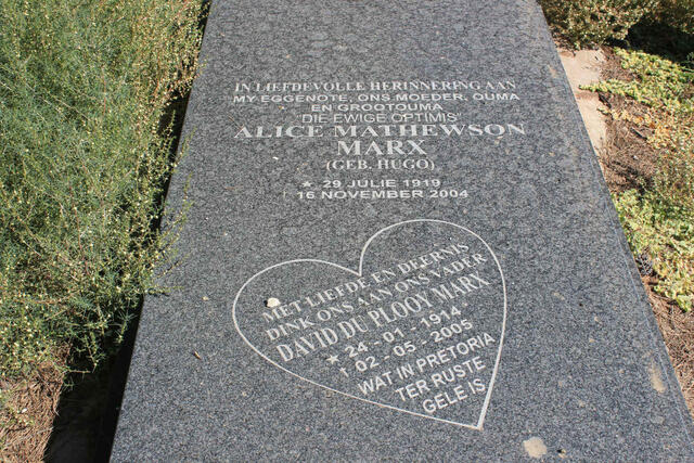MARX David Du Plooy 1914-2005 & Alice Mathewson HUGO 1919-2004